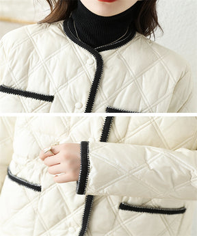 Goinluck 高級感 2色 ハーリキンチェツク ファッション 配色 中綿コート