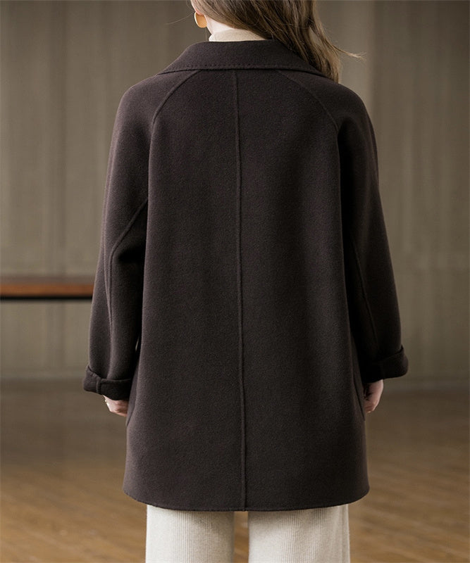 Goinluck 高級感 2色 無地 エレガント スーツの襟 ポケット付き 長袖 チュニック丈 コート