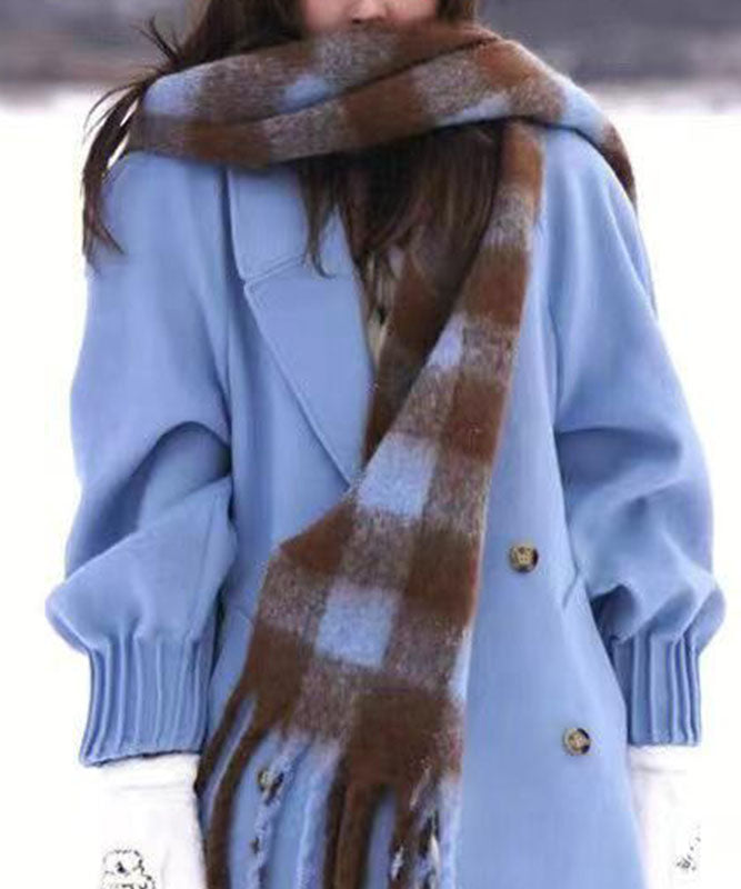 Goinluck レディース やわらかい 韓国風 シック 配色 チェック柄 フリンジ ロング 厚手 ファッション マフラー・スカーフ